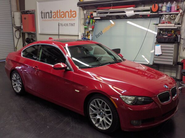Red BMW 3 Series Coupe with ceramic window film Las Vegas Nevada